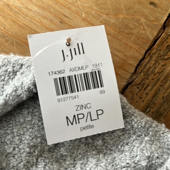Nwt J. Jill Pure Jill Women’s Gray Mock Neck Side Tie Boucle Sweater Zinc MP/LP - Picture 14 of 16